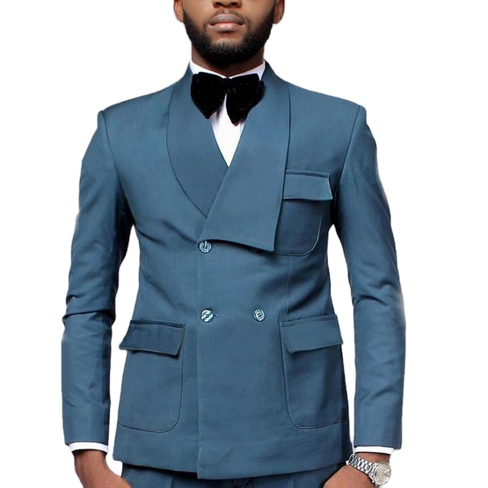 Men Formal Wear Jacket - Dernière conception Double boutonnage bleu lac