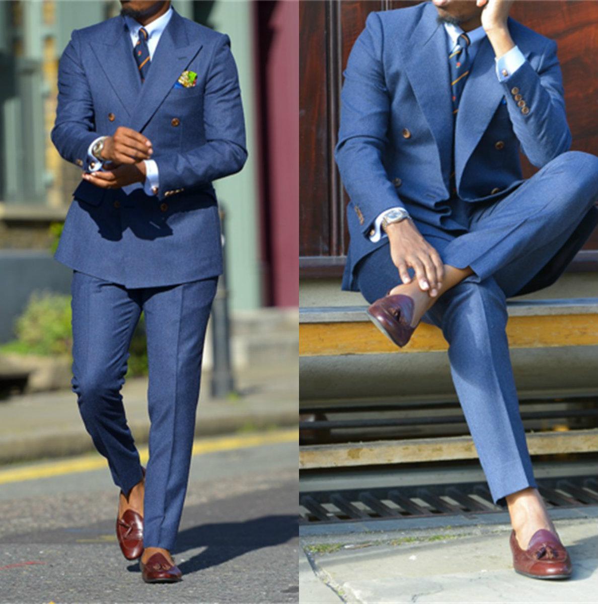 Men Formal Wear Jacket - Zones me Terno-Costumes formels bleu foncé