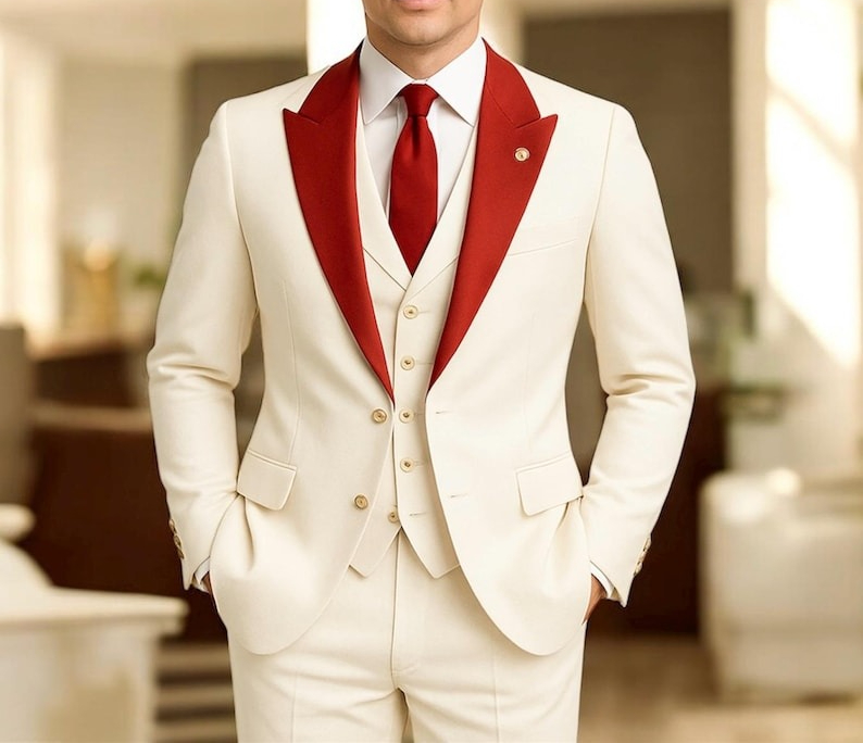 Men'S Formal Wear For Engagement - Costume 3 pièces blanc pour hommes,