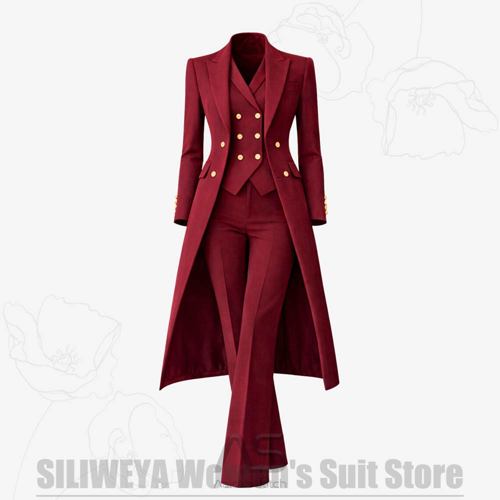 Formal Vest Waistcoat - Costume 3 Pièces Femme Élégant Double
