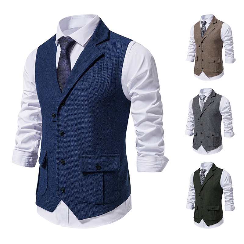 Formal Vest Waistcoat - Hommes costume gilet chevrons tissu gilet