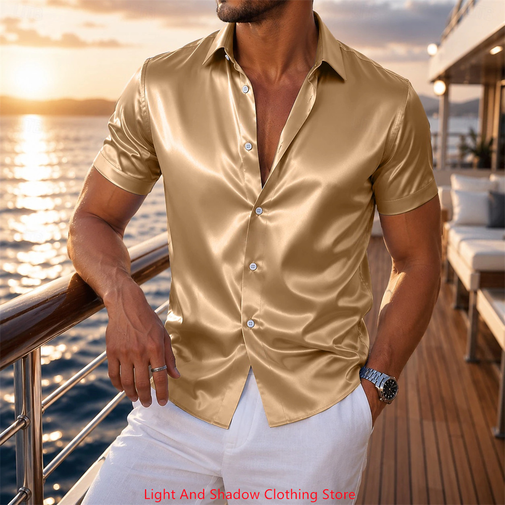 Chemise en satin à manches cou - Men Formal Party Wear Dress avis et prix
